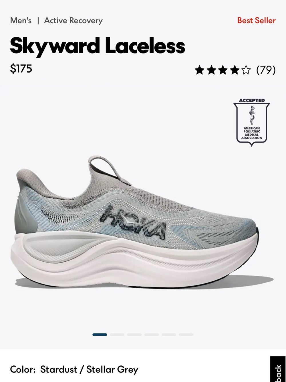 HOKA Men’s Skyward Laceless in Stardust / Stellar Grey 9D - Picture 8 of 8